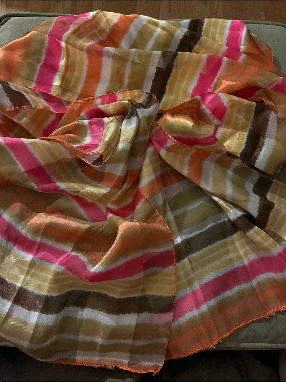 Multicolor Striped Satin-feel Scarf